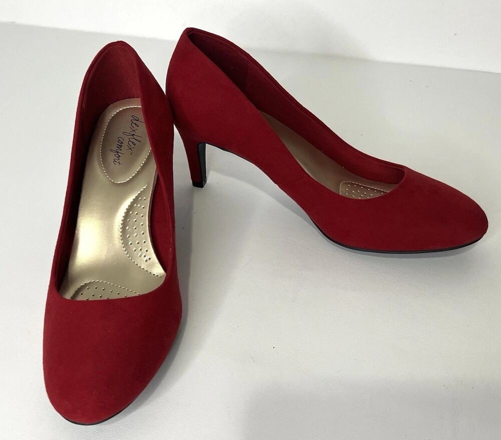 Dexflex Comfort Women’s Sz10 Red High Heel Round Toe Shoes Holiday Office Party